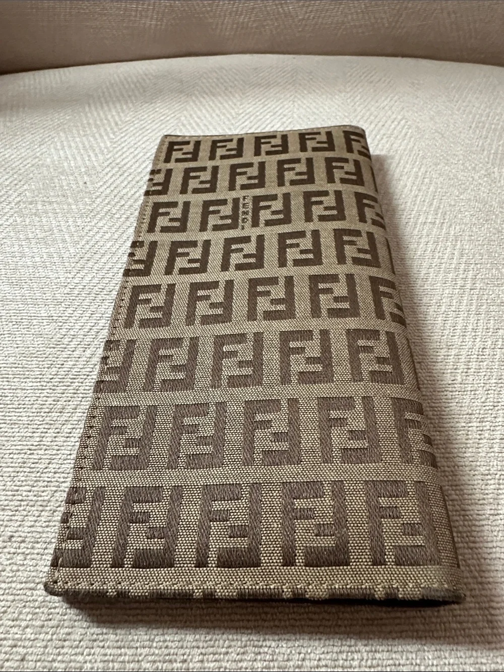 Fendi Brown Tan FF Logo Long Bifold Zucch Wallet